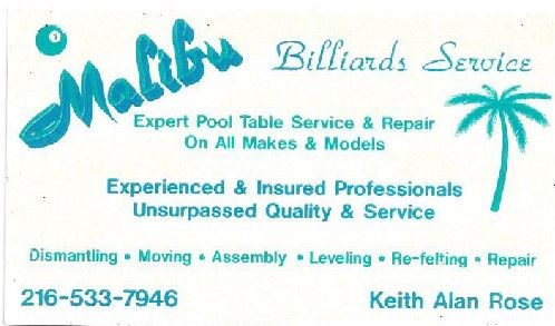 Malibu Billiards Service in Cleveland, OH