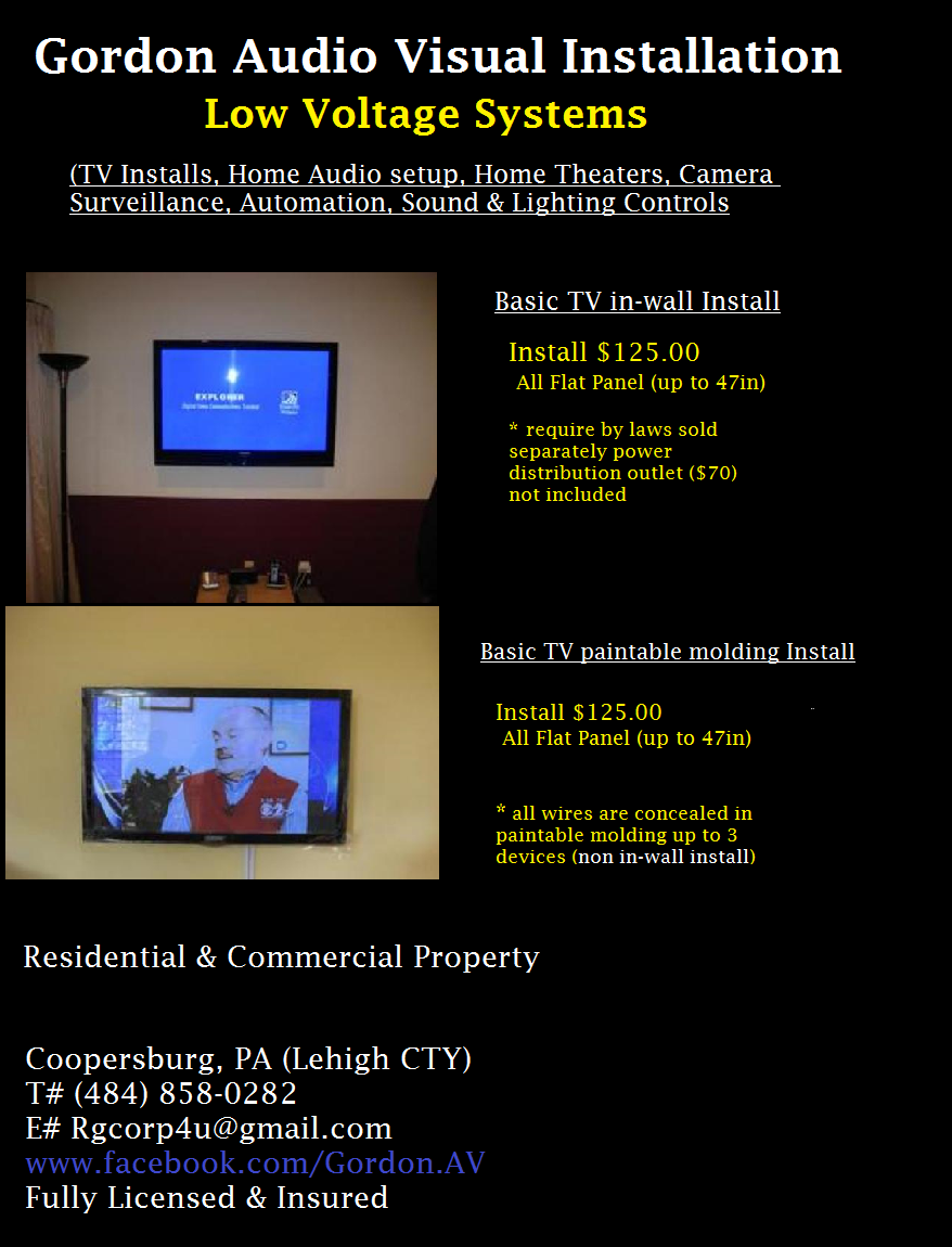 Gordon Audio Visual Installation in Coopersburg, PA
